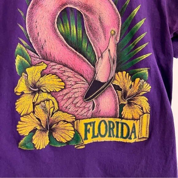 Vintage 90s Florida Flamingo Shirt M Purple - Picture 2 of 8